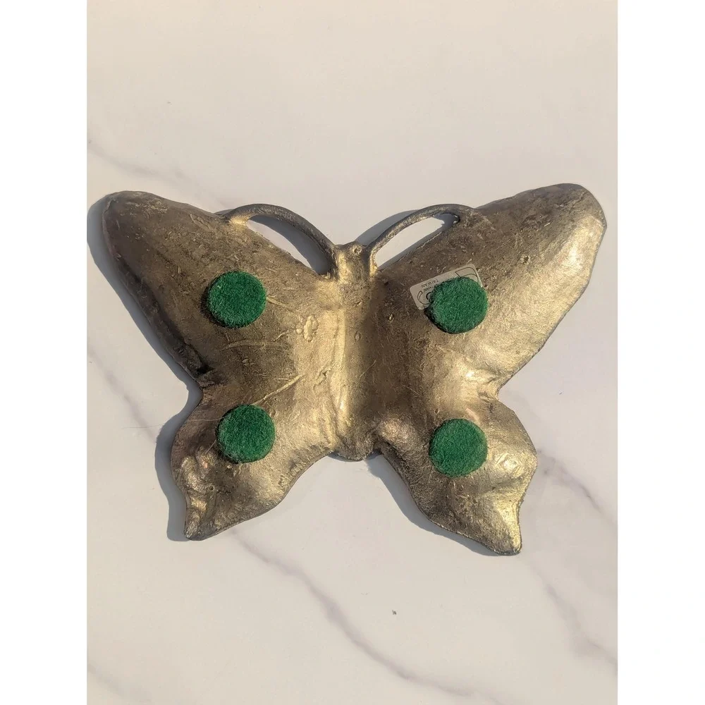 Vintage Brass Butterfly Trinket Dish Boho Cottage Garden Decor by Enesco